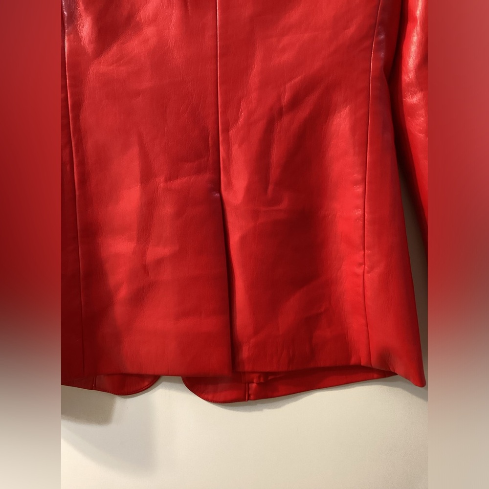 Alice + Olivia Red Macey Faux Leather Blazer Size 8 - Picture 13 of 16